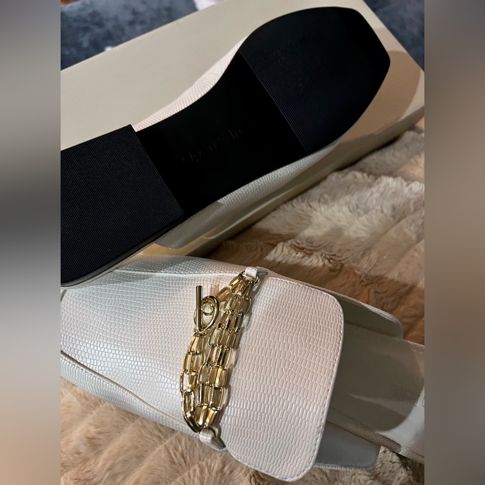 Open Edit winter white mules